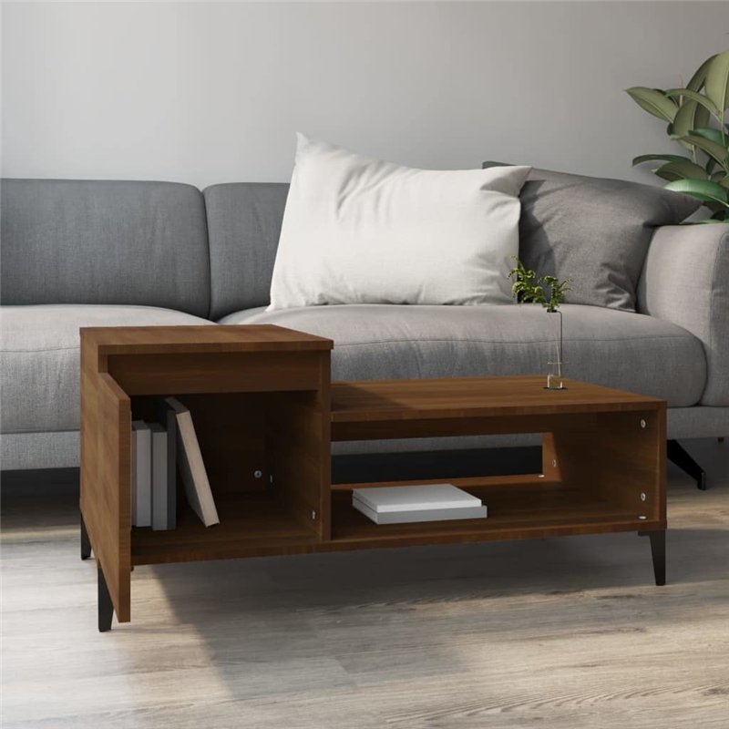 Image secondaire de vidaXL Tavolino da Salotto Rovere Marrone100x50x45cm Legno Multistrato