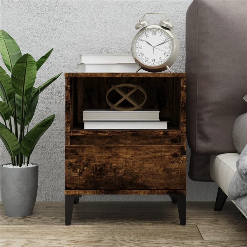 Image secondaire de vidaXL Comodino Rovere Fumo 40x35x50 cm