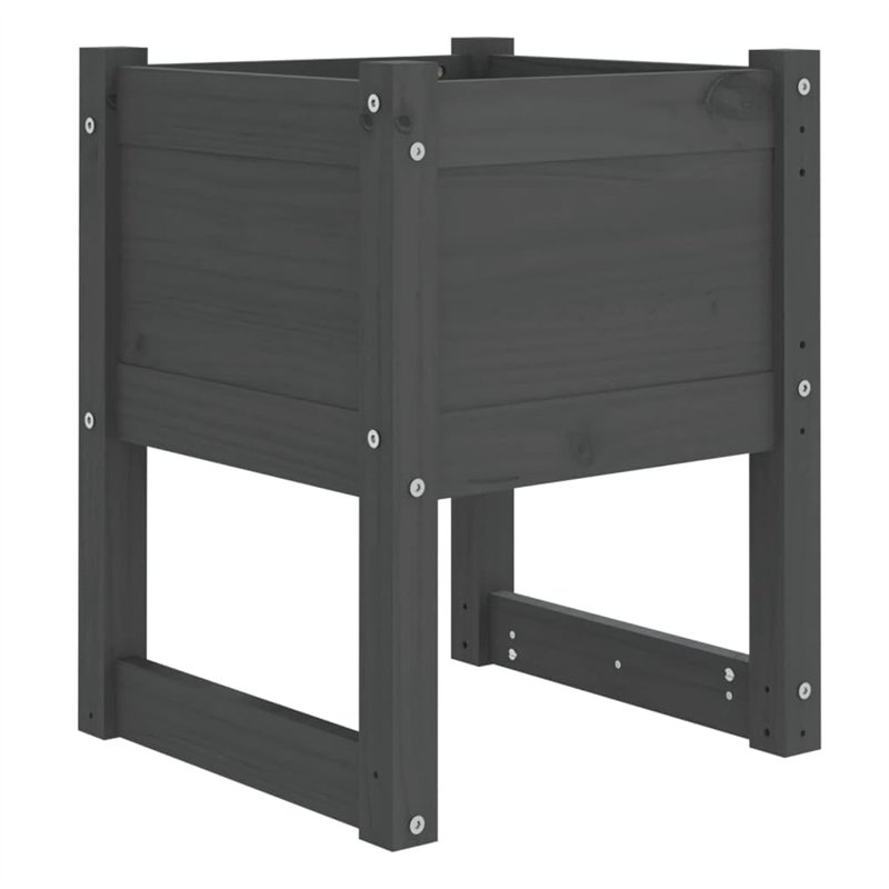 vidaXL Jardinière Pot de Fleurs de Jardin Bac à Fleurs Lit Surélevé Terrasse Balcon Patio Extérieur Gris 40x40x52,5 cm Bois Mass