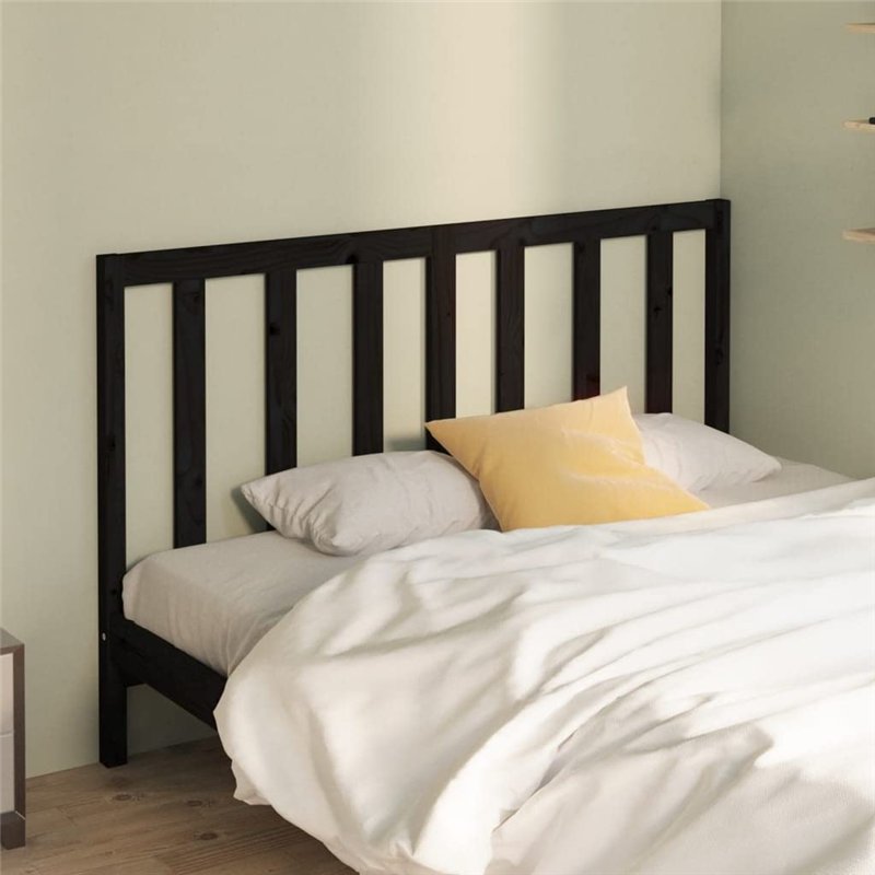 Image secondaire de vidaXL Tête de Lit Meuble de Chambre à Coucher Tête de Cadre de Lit Accessoire de Lit Double Intérieur Noir 126x4x100 cm Bois Ma