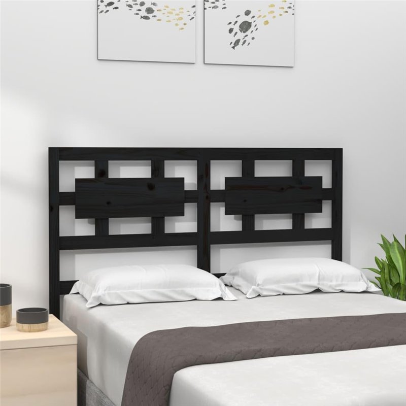 Image secondaire de vidaXL Tête de Lit Accessoire de Lit Meuble de Chambre à Coucher Tête de Cadre de Lit Double Intérieur Noir 165,5x4x100 cm Bois