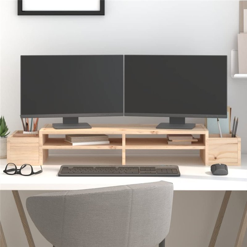 Image secondaire de Support pour moniteur 100x27,5x15 cm Bois de pin solide