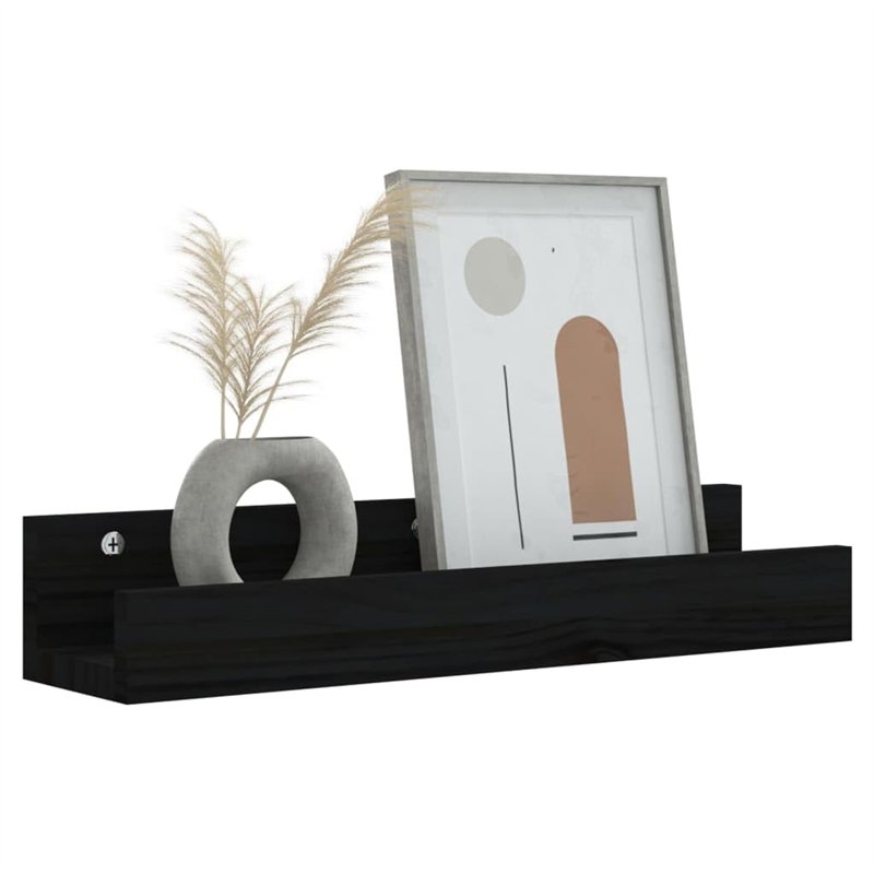 Image secondaire de Mensole da Parete 2 pz Nero 50x12x9cm in Legno Massello di Pino