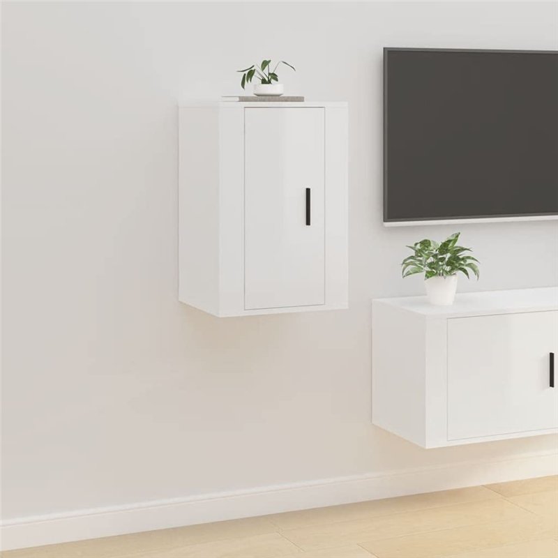 Image secondaire de Meuble TV mural Blanc brillant 40x34,5x60 cm