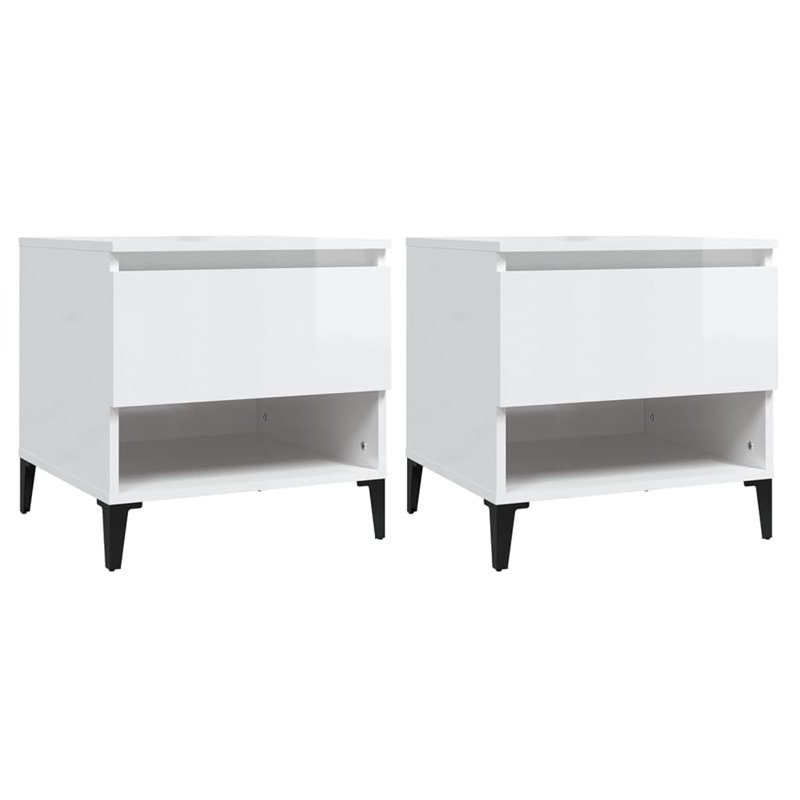 vidaXL Tavolini 2pz Bianco Lucido 50x46x50 cm in Legno Multistrato