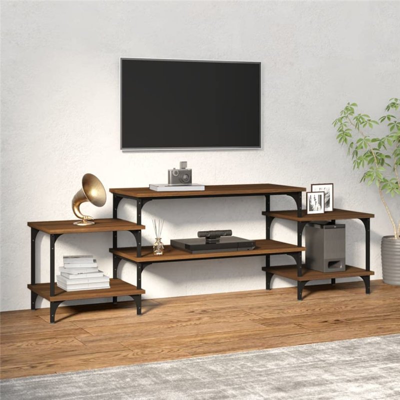 Image secondaire de Meuble TV chêne marron 157 x 35 x 52 cm bois multicouche
