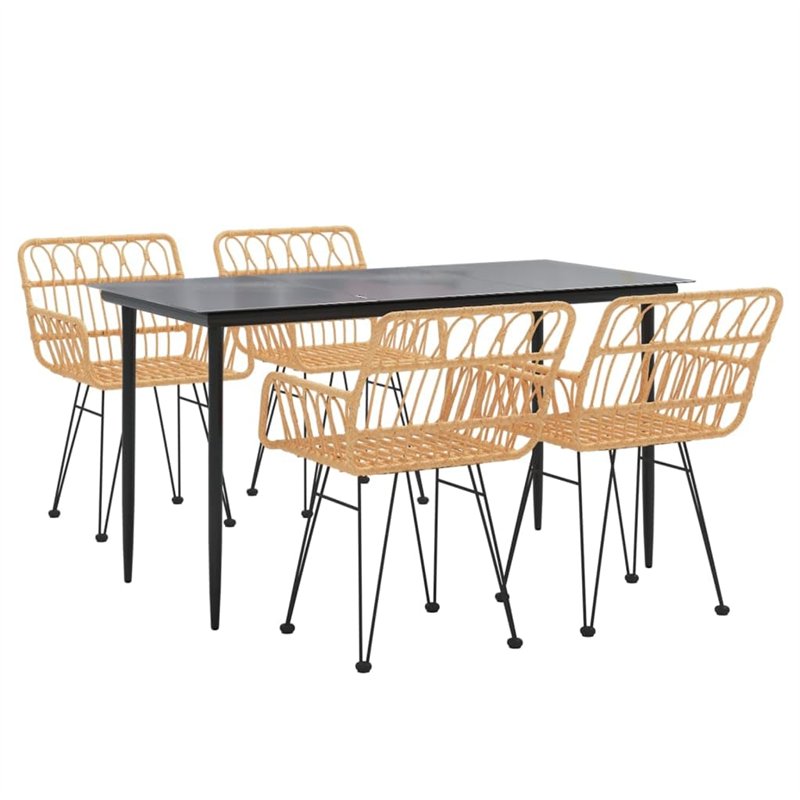 vidaXL Ensemble à Manger de Jardin 5pcs Résine tressée, Ensemble de Patio, Ensemble Bistro de Jardin, Ensemble de Salle à Manger