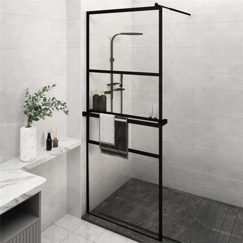 Image secondaire de vidaXL Paroi de Douche avec Etagère, Cloison de Baignoire, Accessoire de Salle de Bain, Ecran de Douche Maison Intérieur, 80x195