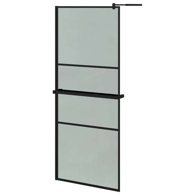 vidaXL Paroi de douche avec étagère Noir 90x195 cm Verre ESG&Aluminium, cabine de douche, paroi de douche de baignoire, paroi de