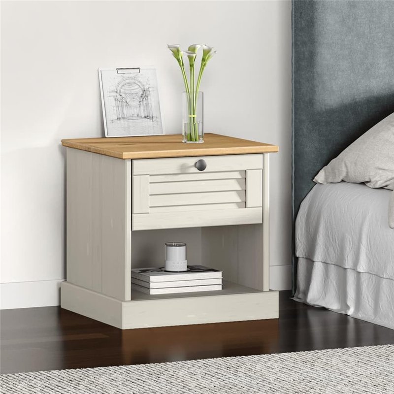 Image secondaire de vidaXL Table de Chevet, Armoire de Nuit avec Tiroir, Armoire Latérale, Meuble de Rangement Chambre à Coucher Intérieur, Blanc Bo