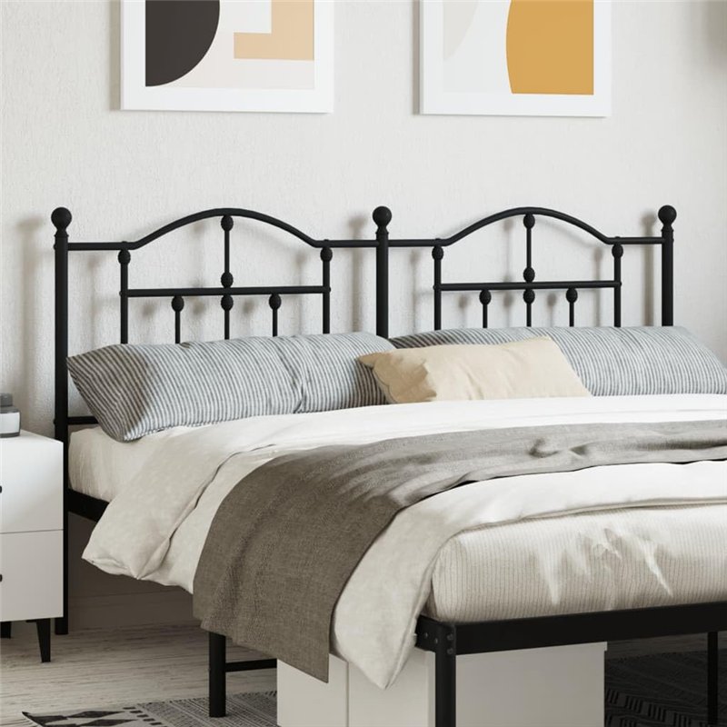 Image secondaire de vidaXL Tête de lit métal Noir 160 cm, tête de lit pour lit Double, tête de lit Noire, tête de lit en métal