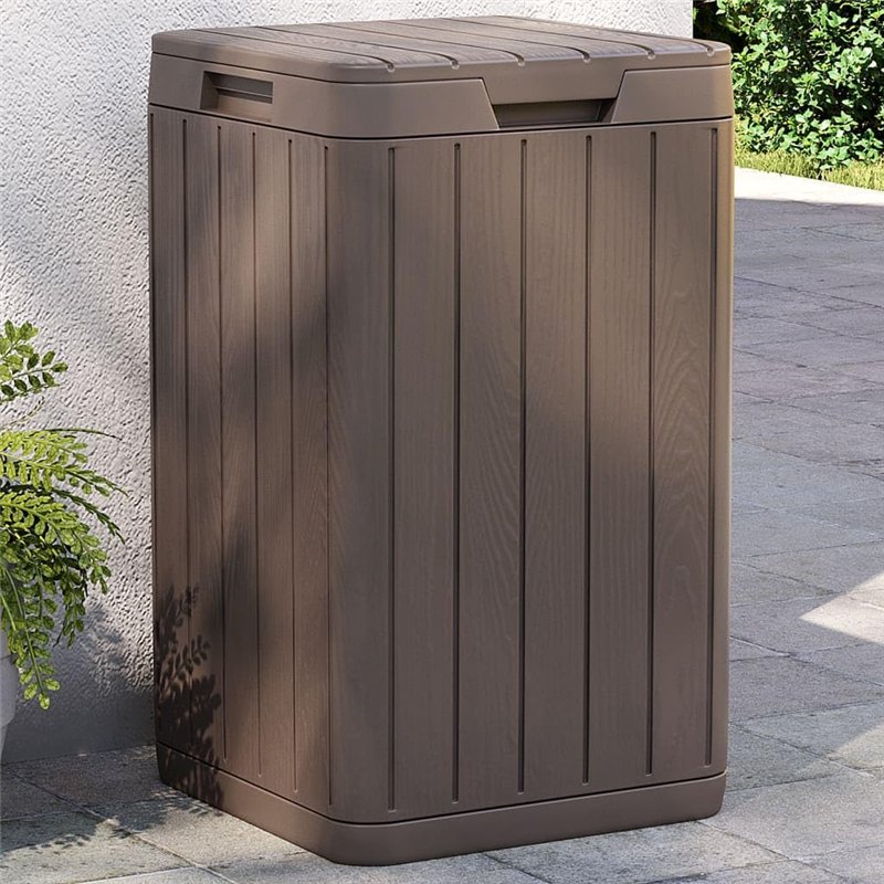 Image secondaire de vidaXL Poubelle d'extérieur marron 38x38x65 cm PP