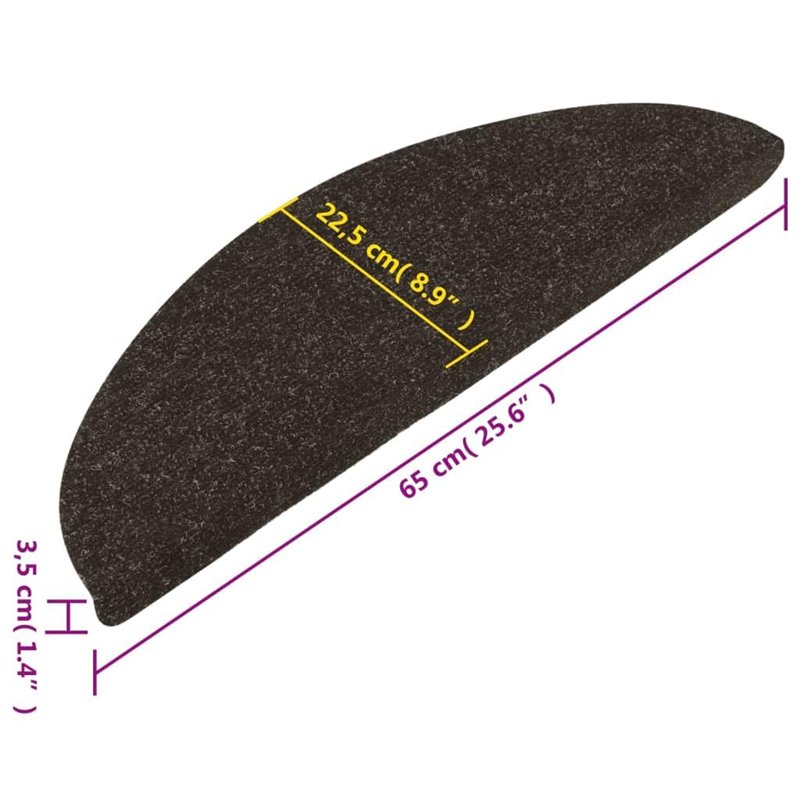 Image secondaire de vidaXL Tapis d'escalier Auto-adhésifs 10 pcs Anthracite 65x22,5x3,5 cm, décoration de Marche, Protection de Marche d'escalier, d