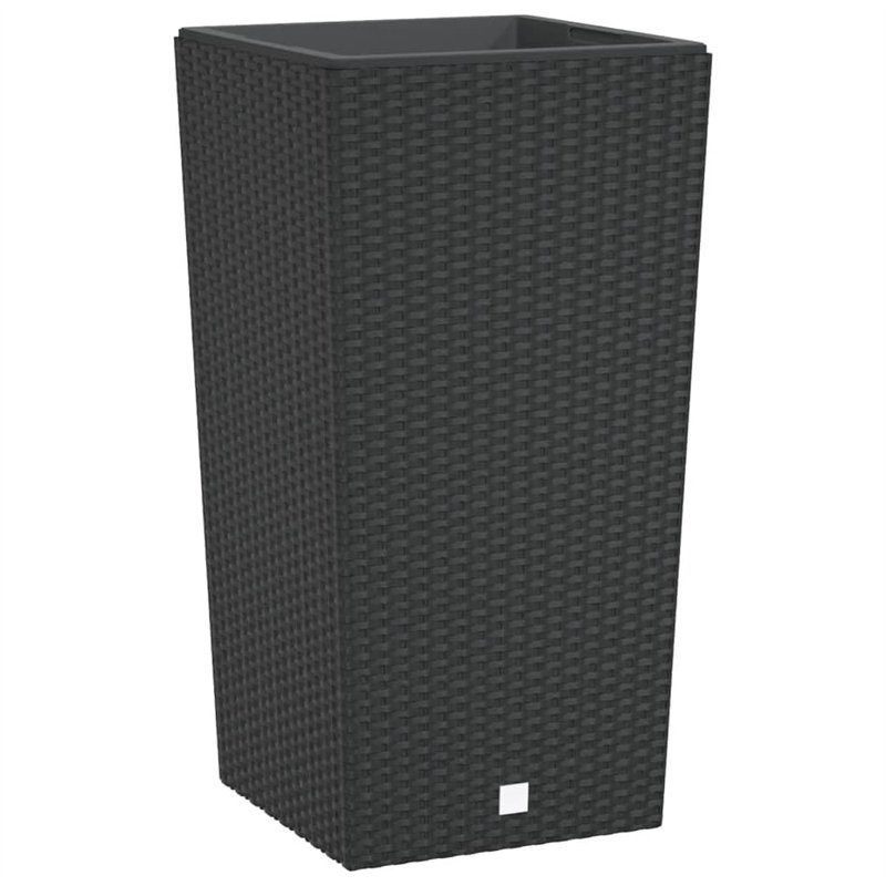 vidaXL Jardinière et intérieur amovible anthracite 21/49 L rotin PP, bac à fleurs, pot de jardin, support de jardinière, pot de