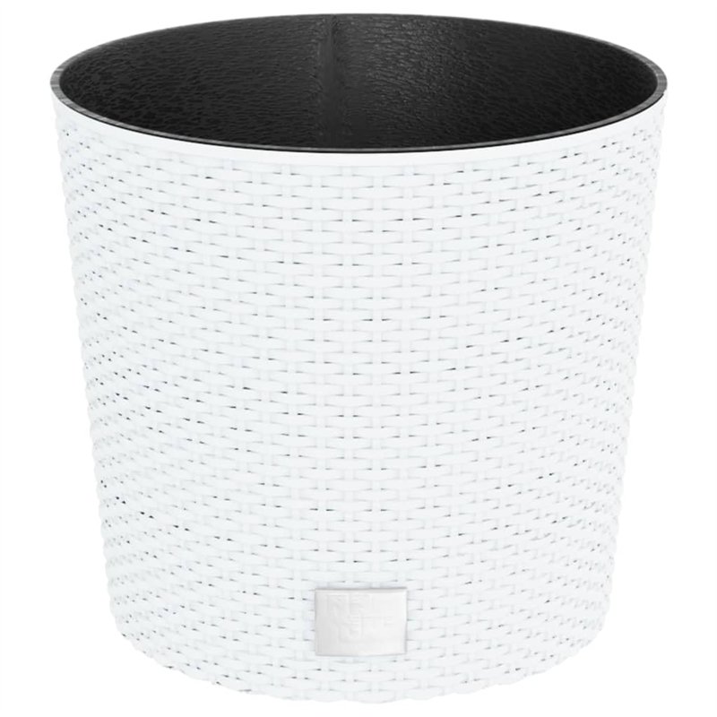 vidaXL Jardinière et intérieur Amovible Blanc 15/15,3 L rotin PP, bac à Fleurs, Pot de Jardin, Support de jardinière, Pot de Fle