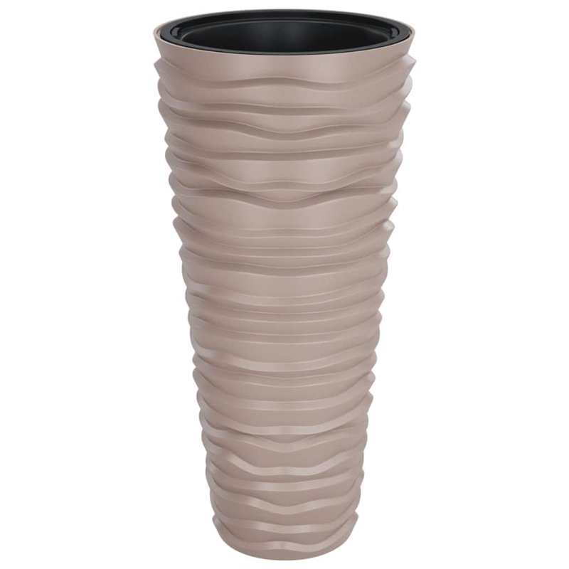vidaXL Jardinière et intérieur Amovible Moka 18/45 L PP Aspect rainuré, bac à Fleurs, Pot de Jardin, Support de jardinière, Pot