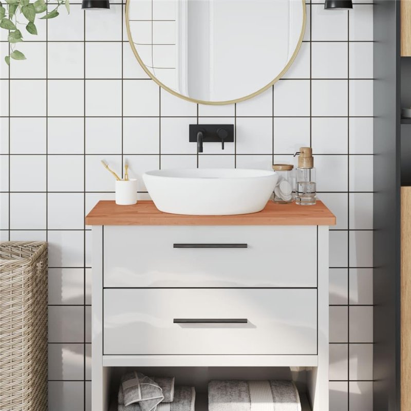Image secondaire de vidaXL Comptoir de Salle de Bain, Plan de Vasque, Dessus d'Armoire, Étagère de Toilette Intérieur, 80x40x2,5 cm Bois Massif de H