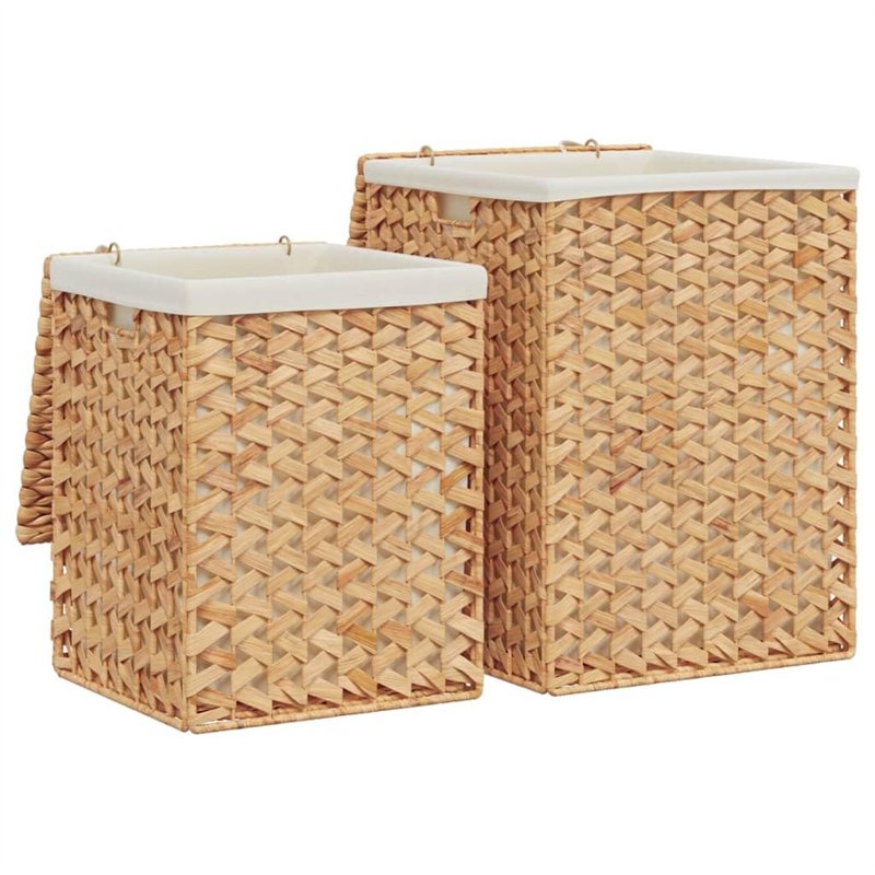 vidaXL Paniers à Linge 2 pcs hyacinthe d'eau, Sac à Linge, boîte à Linge, trieur à Linge, Poubelle à Linge, Panier à Linge avec
