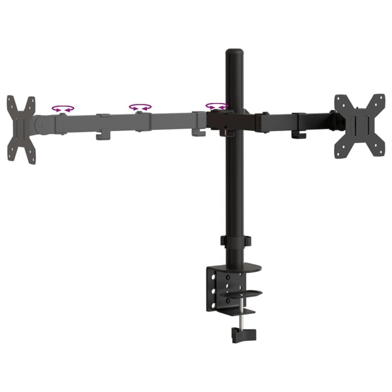 Image secondaire de vidaXL Support de Moniteur Double Double, Support d'Écran PC avec Hauteur Réglable, Bras pour Moniteur d’Ordinateur Bureau, Noir