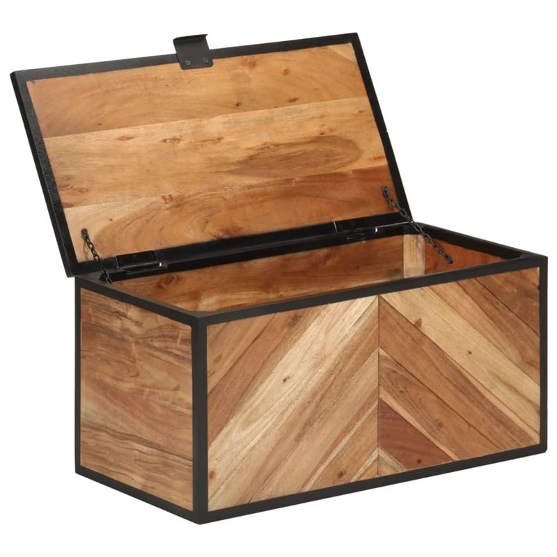 Image secondaire de vidaXL Boîte de Rangement, Coffre à Jouets avec Couvercle, Organisateur de Rangement Salon Salle de Séjour Intérieur, Bois Massif