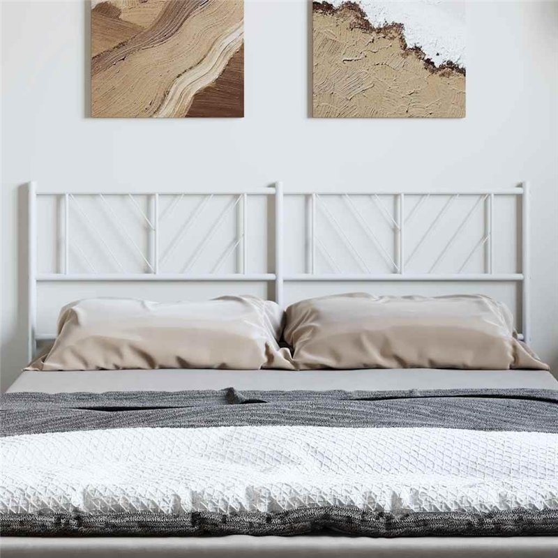 Image secondaire de vidaXL Tête de Lit, Accessoire de Lit avec Pieds, Tête de Cadre de Lit, Meuble de Chambre à Coucher Maison Intérieur, Métal Blanc