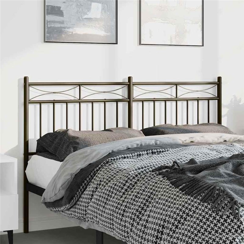 Image secondaire de vidaXL Tête de Lit, Accessoire de Lit avec Pieds, Tête de Cadre de Lit, Meuble de Chambre à Coucher Maison Intérieur, Métal Noir