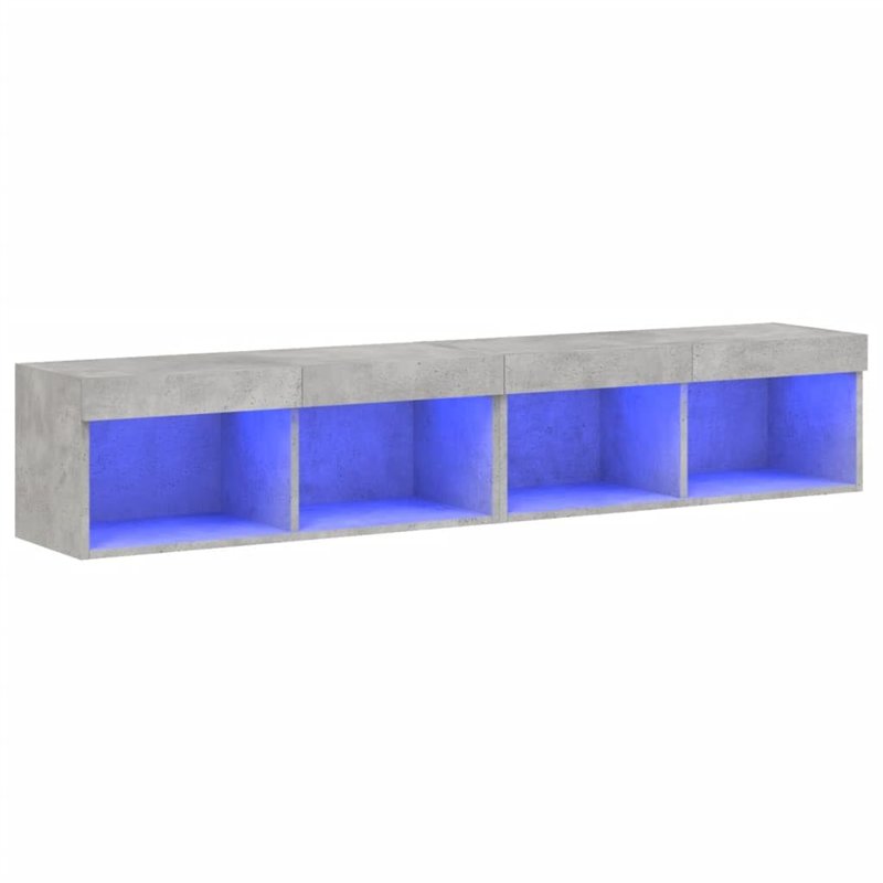 vidaXL Meubles TV avec Lumières LED 2 pcs, Armoires de Télévision Murales, Meubles Télé Suspendus avec Rangement Salon, Moderne,