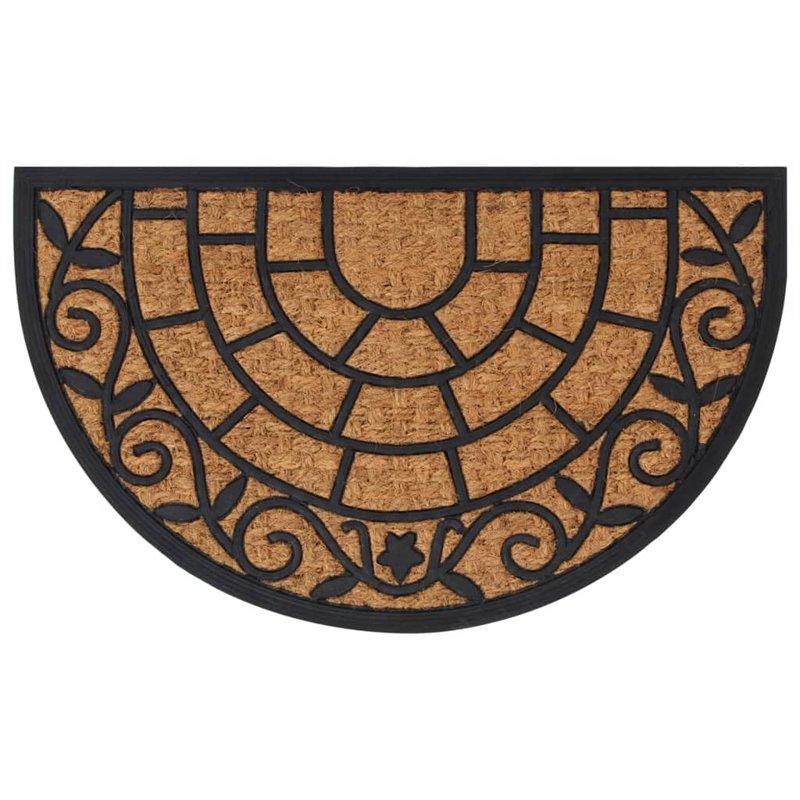 vidaXL Tapis de Porte Demi-Rond, Paillasson Antidérapant, Tapis de Sol, Tapis d'Entrée Jardin, Moderne, 45x75 cm Caoutchouc et F
