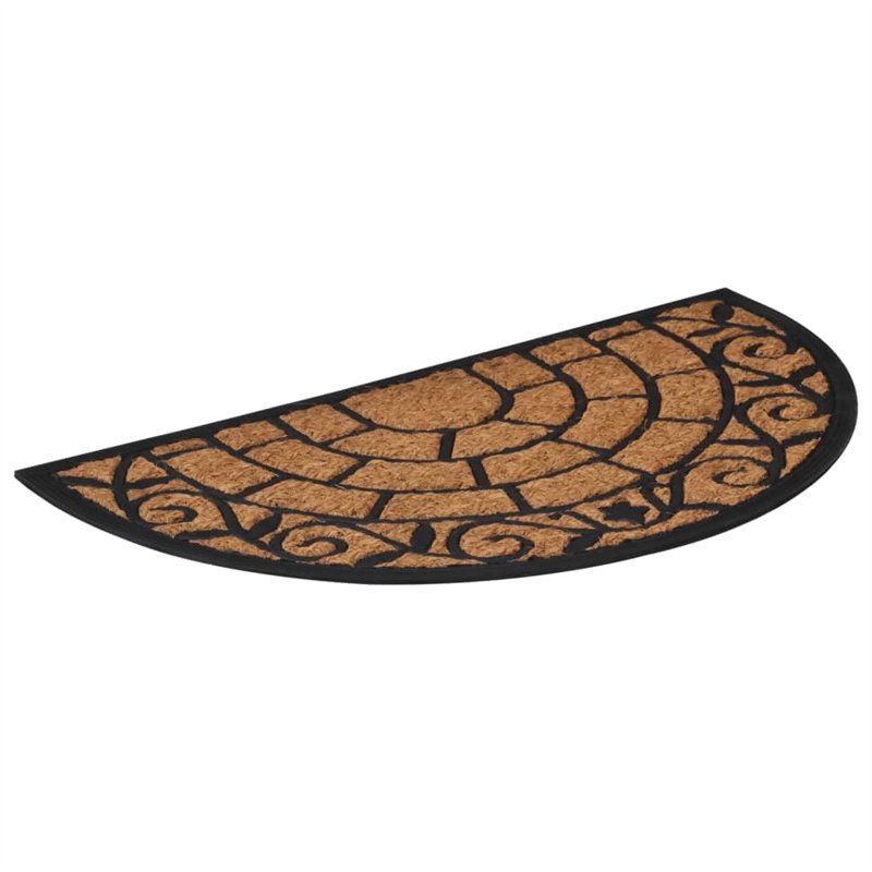 Image secondaire de vidaXL Tapis de Porte Demi-Rond, Paillasson Antidérapant, Tapis de Sol, Tapis d'Entrée Jardin, Moderne, 45x75 cm Caoutchouc et F