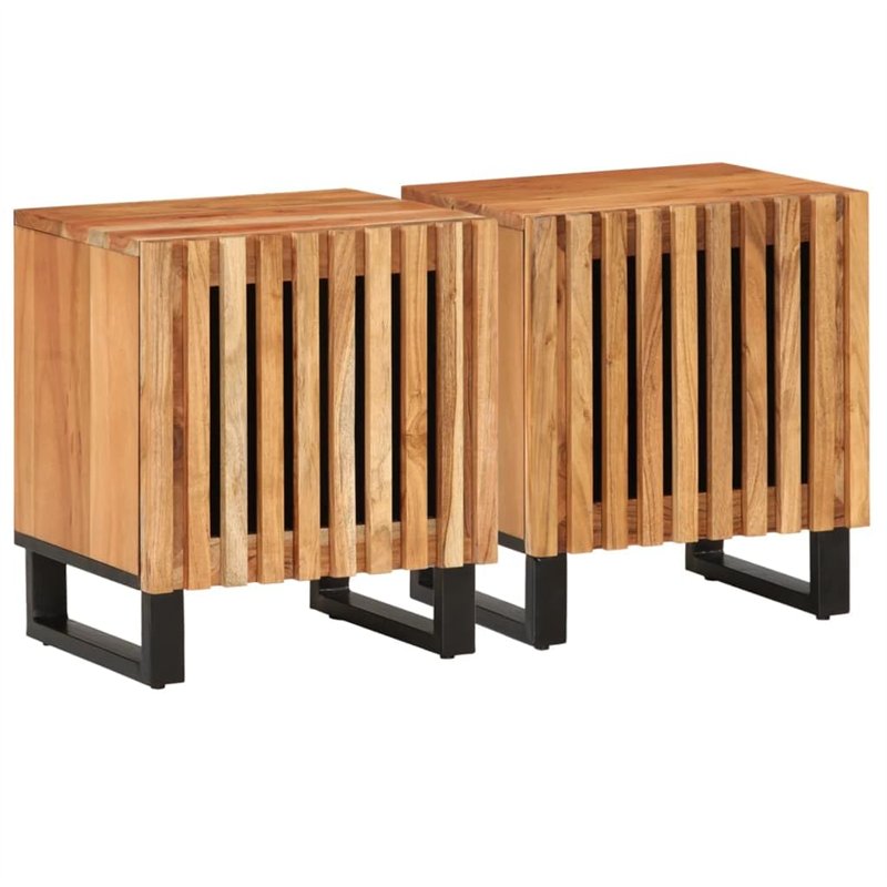 vidaXL Tables de Chevet 2 pcs, Armoires de Lit avec Rangement, Tables de Nuit, Meubles de Chambre à Coucher Intérieur, Bois d'Ac