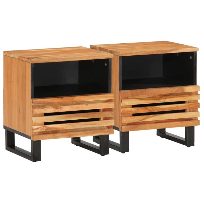 vidaXL Tables de Chevet 2 pcs, Armoires de Lit avec Rangement, Tables de Nuit, Meubles de Chambre à Coucher Intérieur, Bois d'Ac