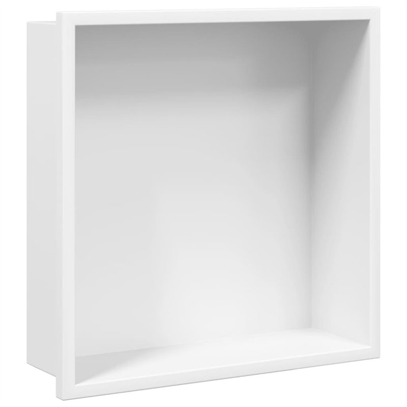 vidaXL Niche de Douche Blanc Mat 32x32x9 cm Acier Inoxydable, Niche de Salle de Bain, étagère de Douche intégrée, Niche Murale d