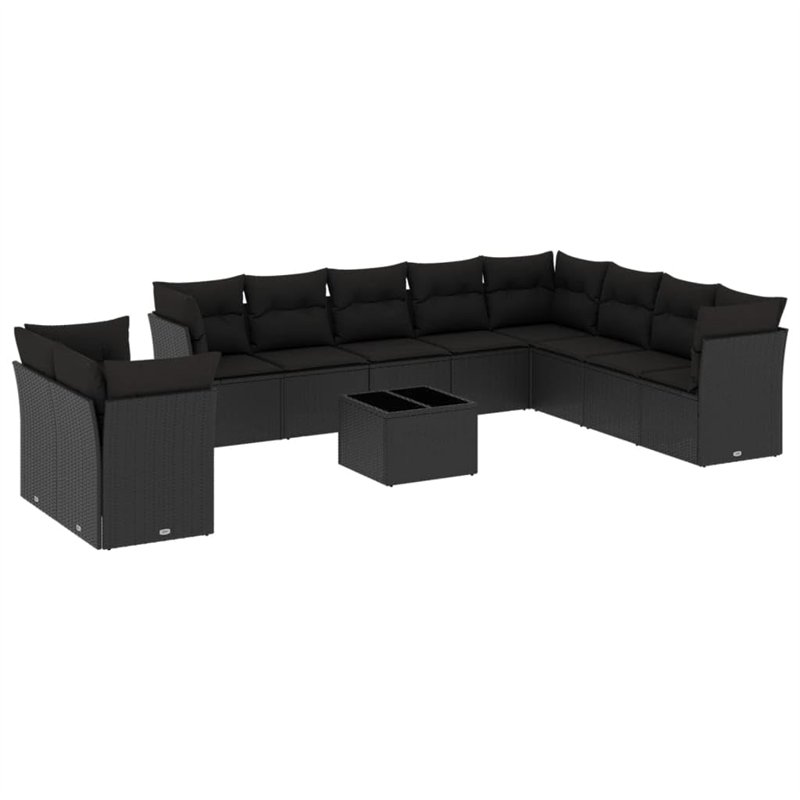 vidaXL Salon de Jardin avec Coussins 11 pcs, Canapés avec Pieds Réglables, Ensemble de Meubles d'Extérieur Patio Terrasse, Moder