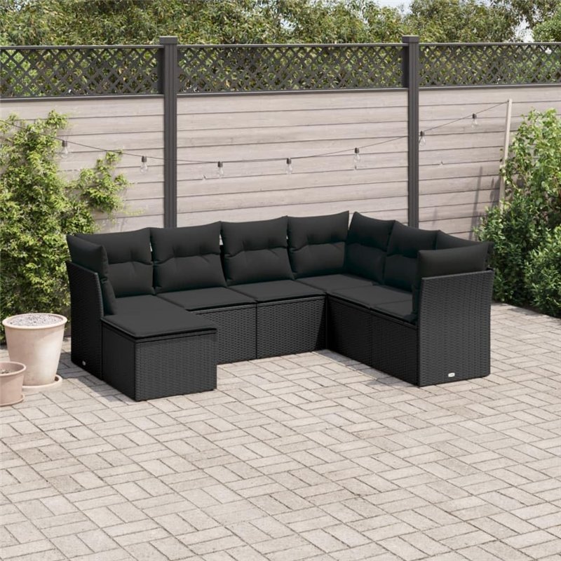 Image secondaire de vidaXL Salon de Jardin avec Coussins 7 pcs, Canapés avec Pieds Réglables, Ensemble de Meubles d'Extérieur Patio Terrasse, Modern
