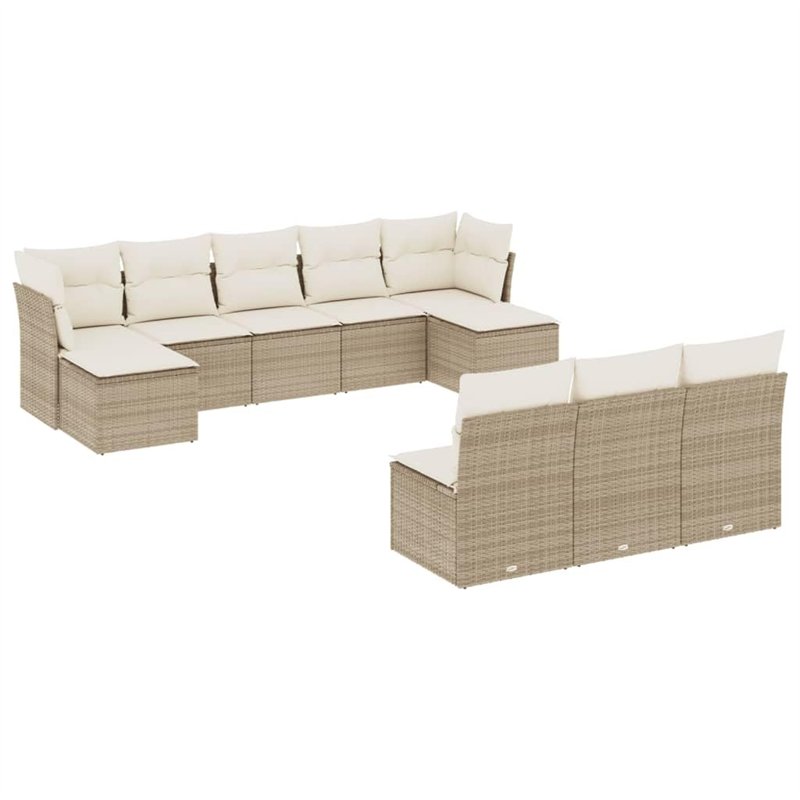 vidaXL Salon de Jardin avec Coussins 10 pcs, Canapés avec Pieds Réglables, Ensemble de Meubles d'Extérieur Patio Terrasse, Moder