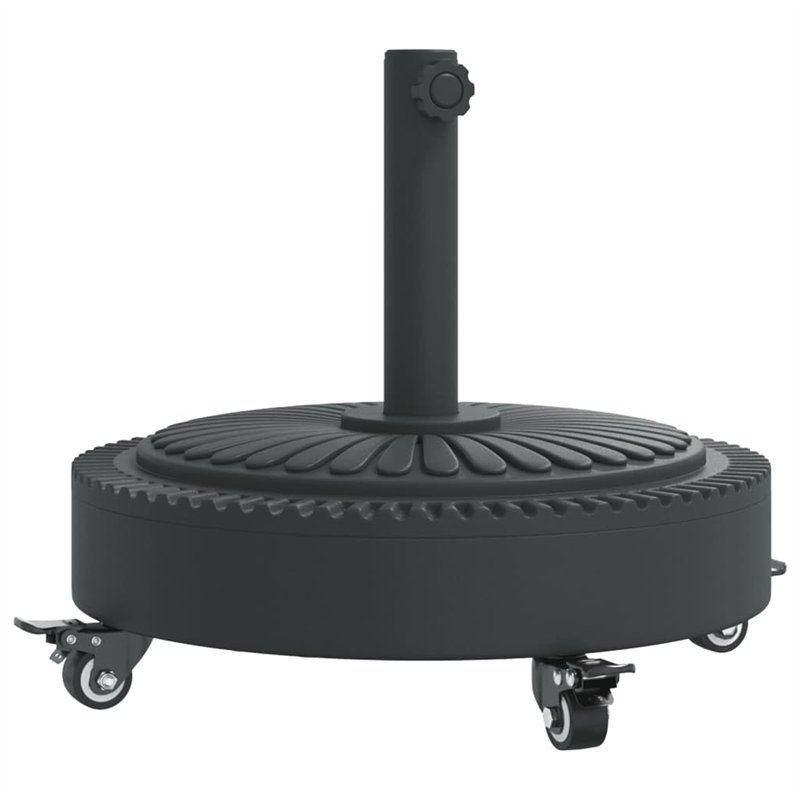 vidaXL Base de Parasol avec Roues pour mâts Ø38 / 48 mm 27 kg Rond, Base de Parasol, Pied de Parasol de terrasse, Porte-Parasol,