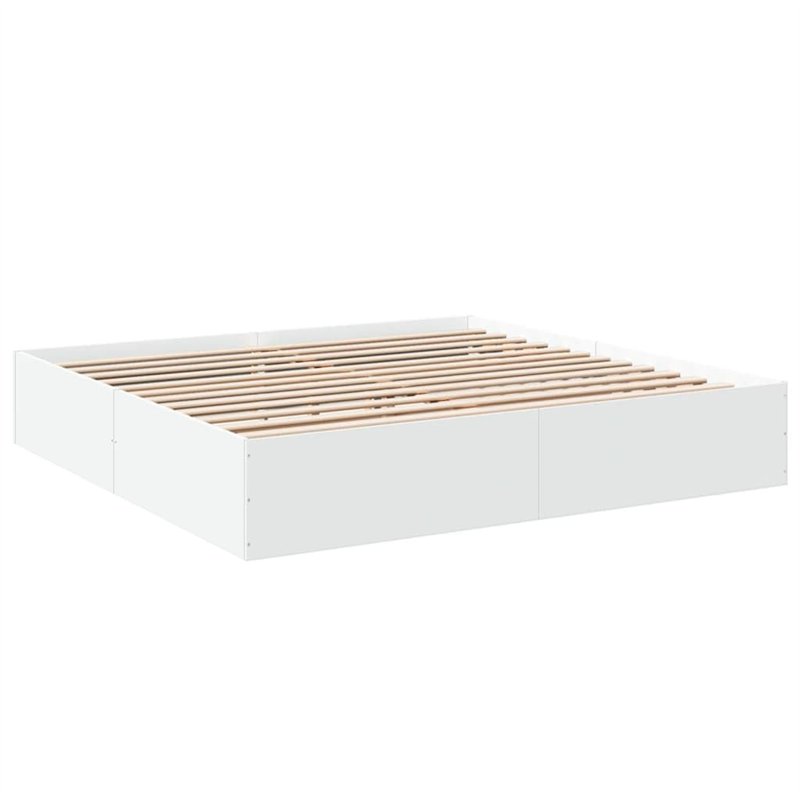 vidaXL Cadre de Lit Double Blanc 200x200 cm en Bois d'Ingénierie - Meuble de Chambre à Coucher, Sommier, Lit à Panneaux, Plate-F