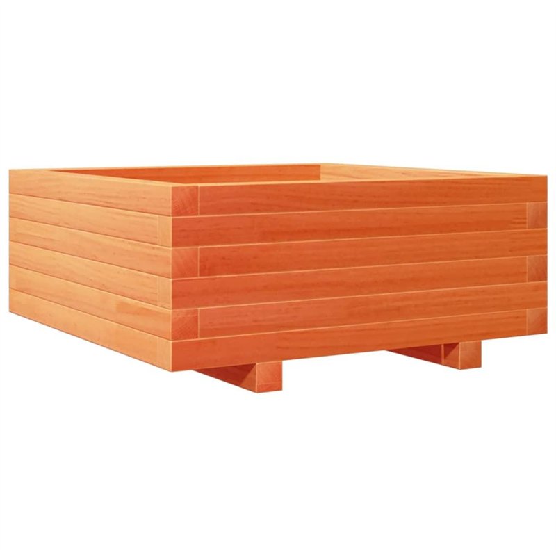 vidaXL Jardinière Cire Marron 60x60x26,5 cm Bois de pin Massif, jardinière d'extérieur, bac à Fleurs, boîte à Plantes, jardinière