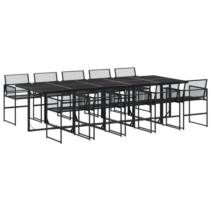 vidaXL Ensemble à Manger de Jardin 11 pcs Noir résine tressée, Ensemble de Salle à Manger d'extérieur, Meuble de Salle à Manger
