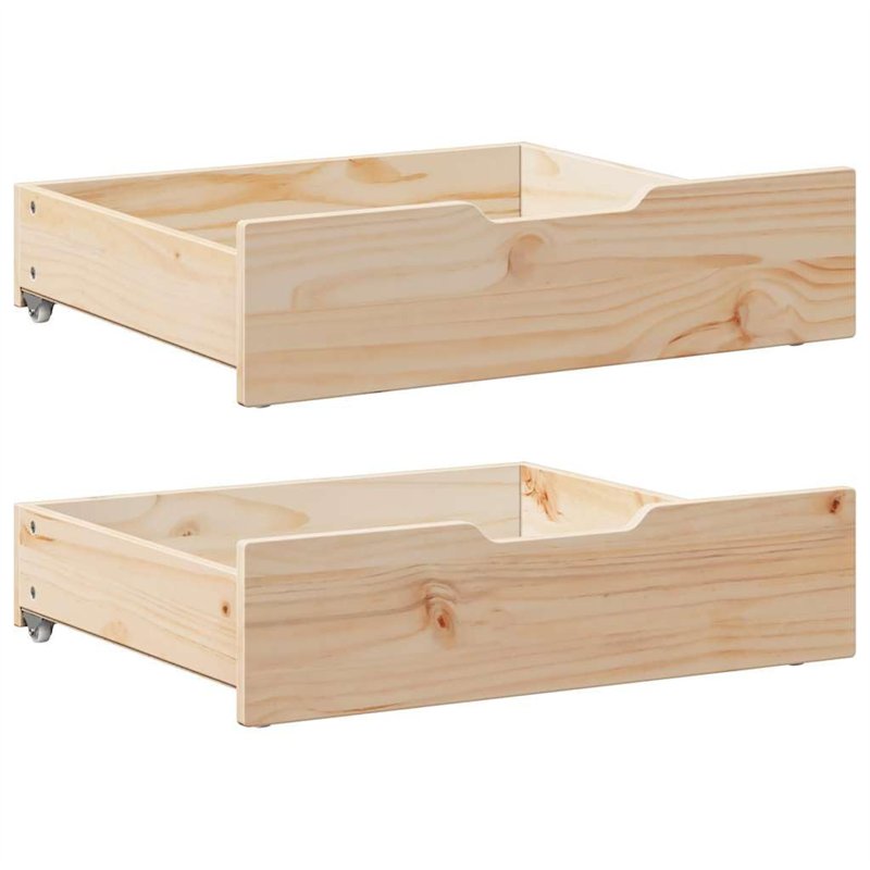 vidaXL Tiroirs sous le lit avec roulettes 2 pcs 65x55x17 cm pin massif, rangement sous le lit, rangement sous le lit avec roulet