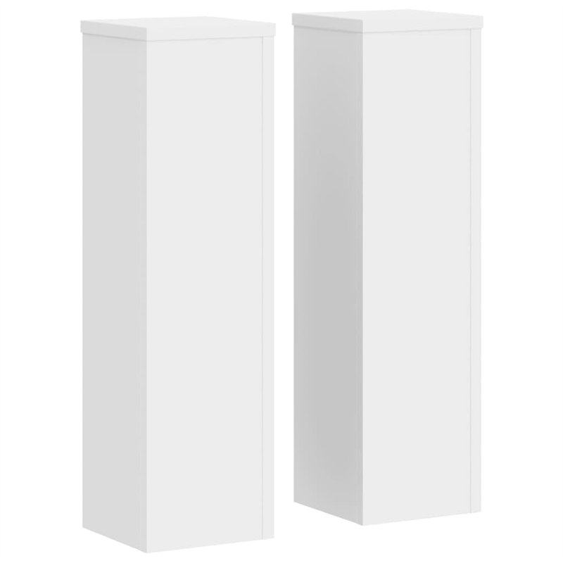 vidaXL Supports pour Plantes 2 pcs Blanc 17x17x60 cm Bois d'ingénierie, Support de Fleurs, Support de Pot de Plante, Support de