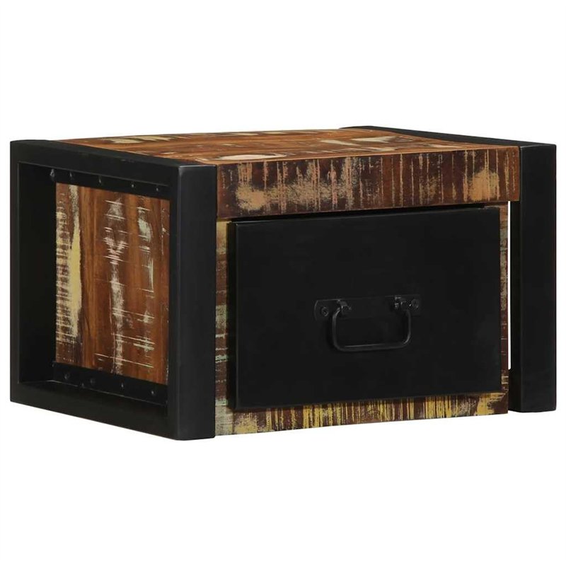 vidaXL Table de Chevet Multicolore 40x35x25 cm Bois de récupération, Armoire de lit, Meuble de Chambre à Coucher, Table de Cheve