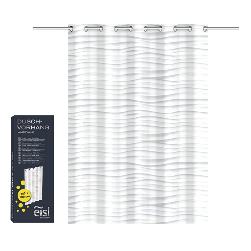 EISL Rideau de Douche en Textile avec Motif (180 x 200 cm) - Lavable - avec revêtement imperméable - Entièrement Opaque - Rayure