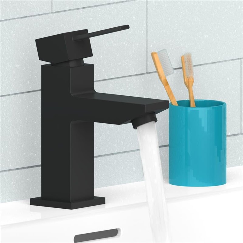 Image secondaire de EISL NI075THI-B CALVINO Robinet de salle de bain noir mat carré, mitigeur de lavabo avec design angulaire, mitigeur monocommande