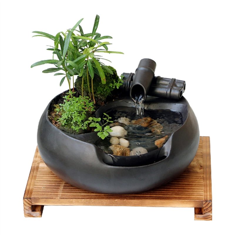 zlw-shop Fontaine d'intérieur Tabletop Fountain Waterfall Desktop Ordinateur Électrique Fontaine Décor Intérieur Extérieur Porta