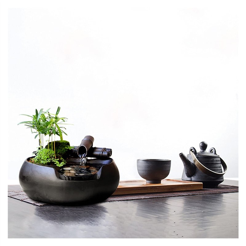 Image secondaire de zlw-shop Fontaine d'intérieur Tabletop Fountain Waterfall Desktop Ordinateur Électrique Fontaine Décor Intérieur Extérieur Porta