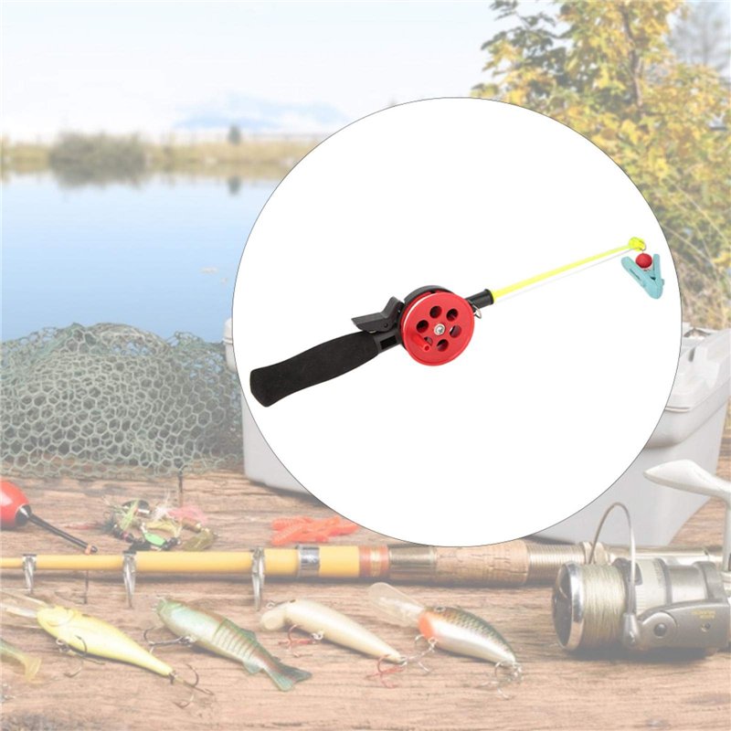 Image secondaire de Canne et Moulinet Combo, 2 pièces Canne à pêche, Canne à pêche au Crabe, 13.3in Portable pour la pêche sur Glace Enfants pêche,