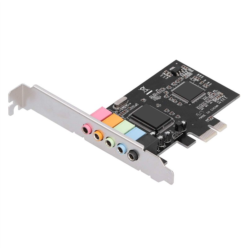 ASHATA Carte Son PCI Express, Carte Adaptateur Stéréo PCI-E 5.1, Puce CMI8738 6 Canaux, Prise en de 7, pour Ordinateur de Bureau