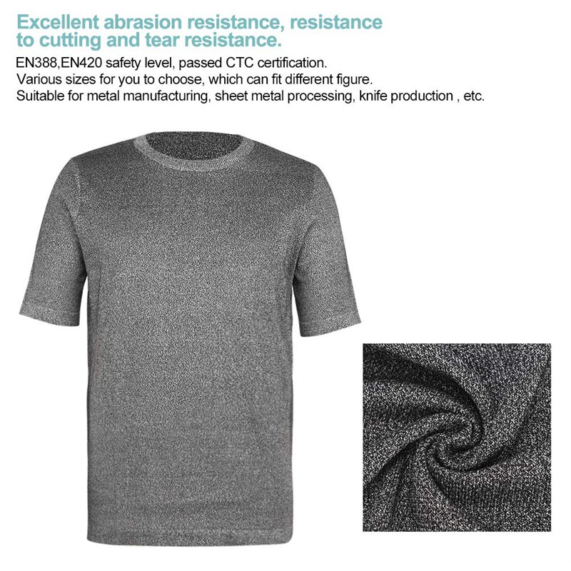 Image secondaire de Vêtements de coupe de protection de niveau 5, vêtements de coup de poignard Slash T-shirt de sécurité à col rond supérieur anti-