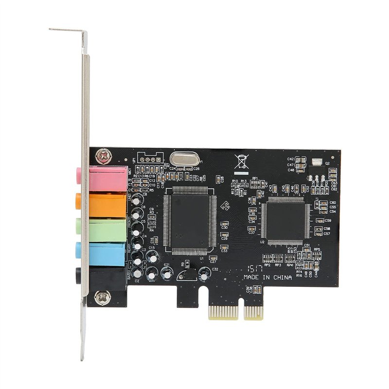 Carte Son PCIe, Carte Son PCIe 5.1 6 Canaux Carte Son Surround Stéréo 5 Ports pour Ordinateur PC avec Emplacements PCI-Express,